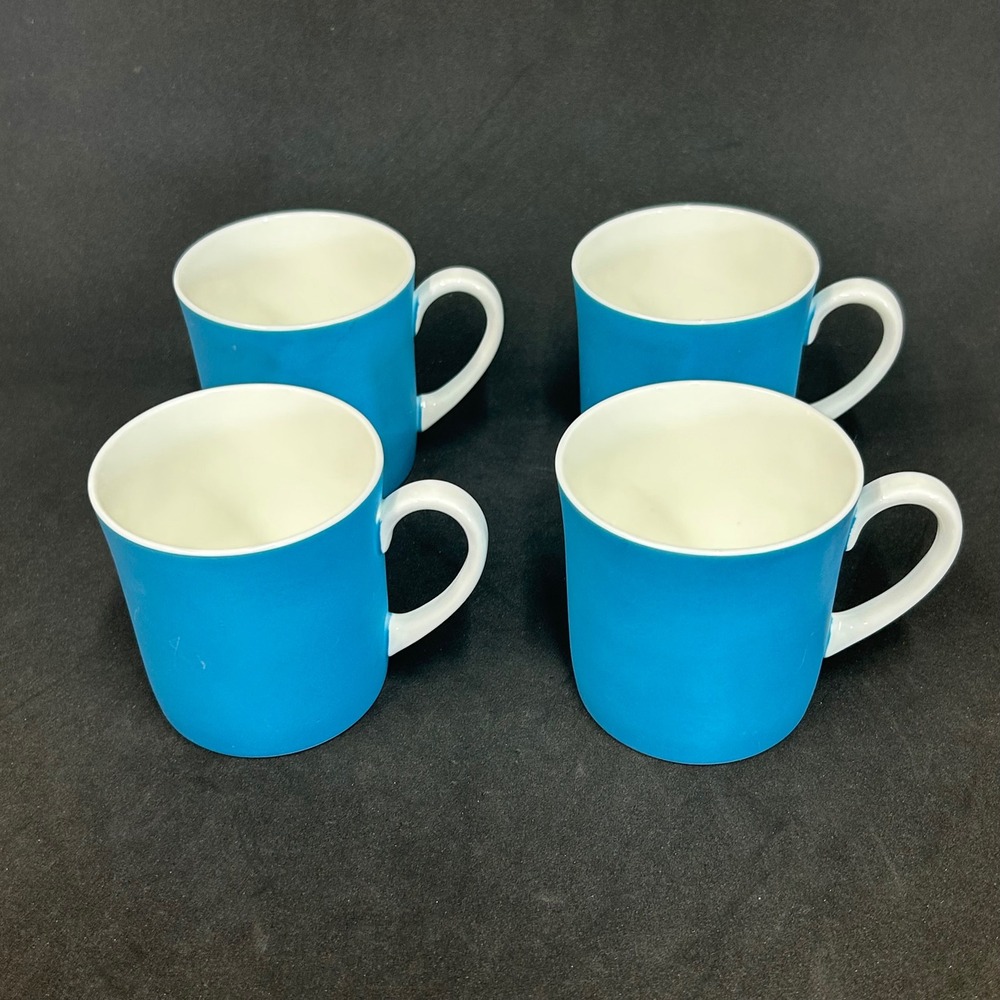 Wedgwood Susie Cooper Kingfisher Blue Matte Bone China Mugs 4 England READ